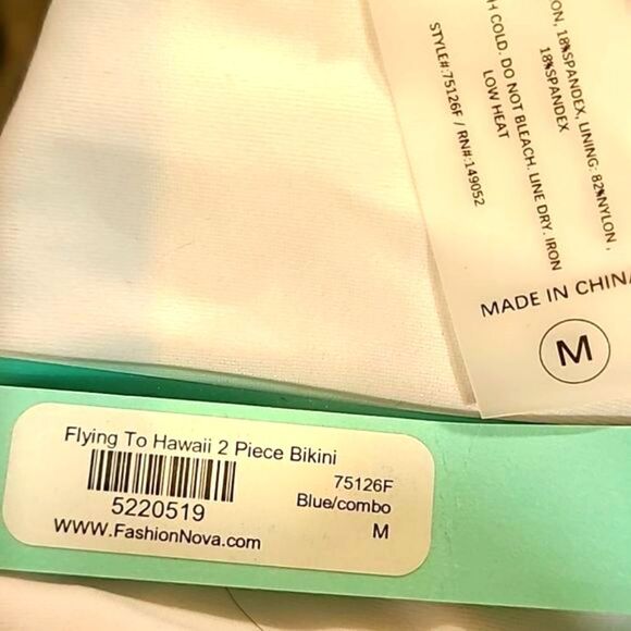 Fashion Nova Swim Bikini, Size Medium,  Light Blue, NWT - Picture 8 of 8